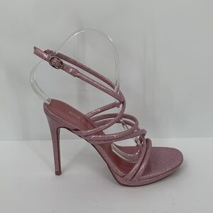 Nine West Loomay strappy platform stiletto sandals pink glitter shoe heel 8